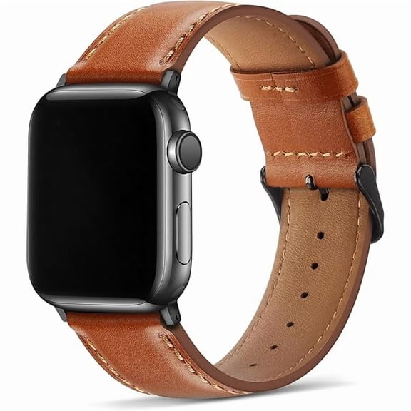 Bands Compatible with Apple Watch Band 42mm (Series11/10) 41mm 40mm 38mm Men Genuine Leather Replacement Bands Compatible with Apple Watch SE Series 11 10 9 8 7 6 5 4 3, Classic Brown