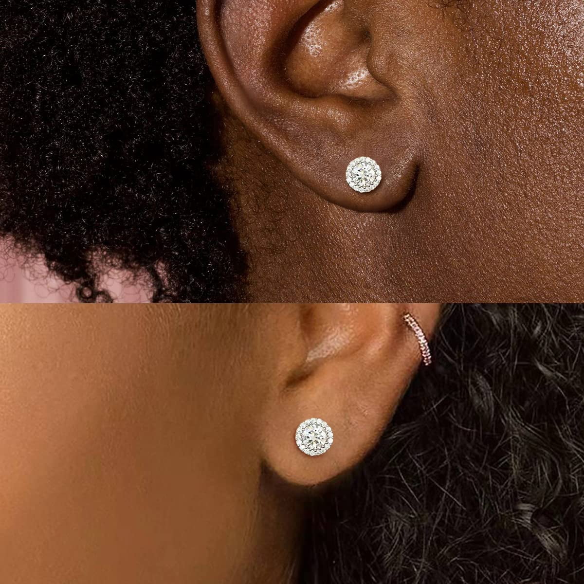 Monkton 925 Sterling Silver Stud Earrings for Women, 0.5CT Round Cut Cubic Zirconia CZ Halo Stud Earrings, Best Gift Ideas for Women, Ladies