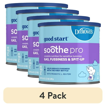(4 pack) Good Start Dr. Brown's Soothe Pro Baby Formula for Sensitive Tummies, 19.4 oz