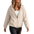 thumbnail image 3 of SAWOBUUN Womens Hooded Waterproof Windbreaker Zip Up Jacket Long Sleeve Casual Lightweight Outdoor Coat with Pockets, 3 of 9