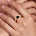 thumbnail image 4 of Gem Stone King 18K Rose Gold Plated Silver Black Onyx and Green Peridot 3-Stone Engagement Ring for Women (0.94 Cttw, Round 6MM, Gemstone December Birthstone, Size 6), 4 of 6