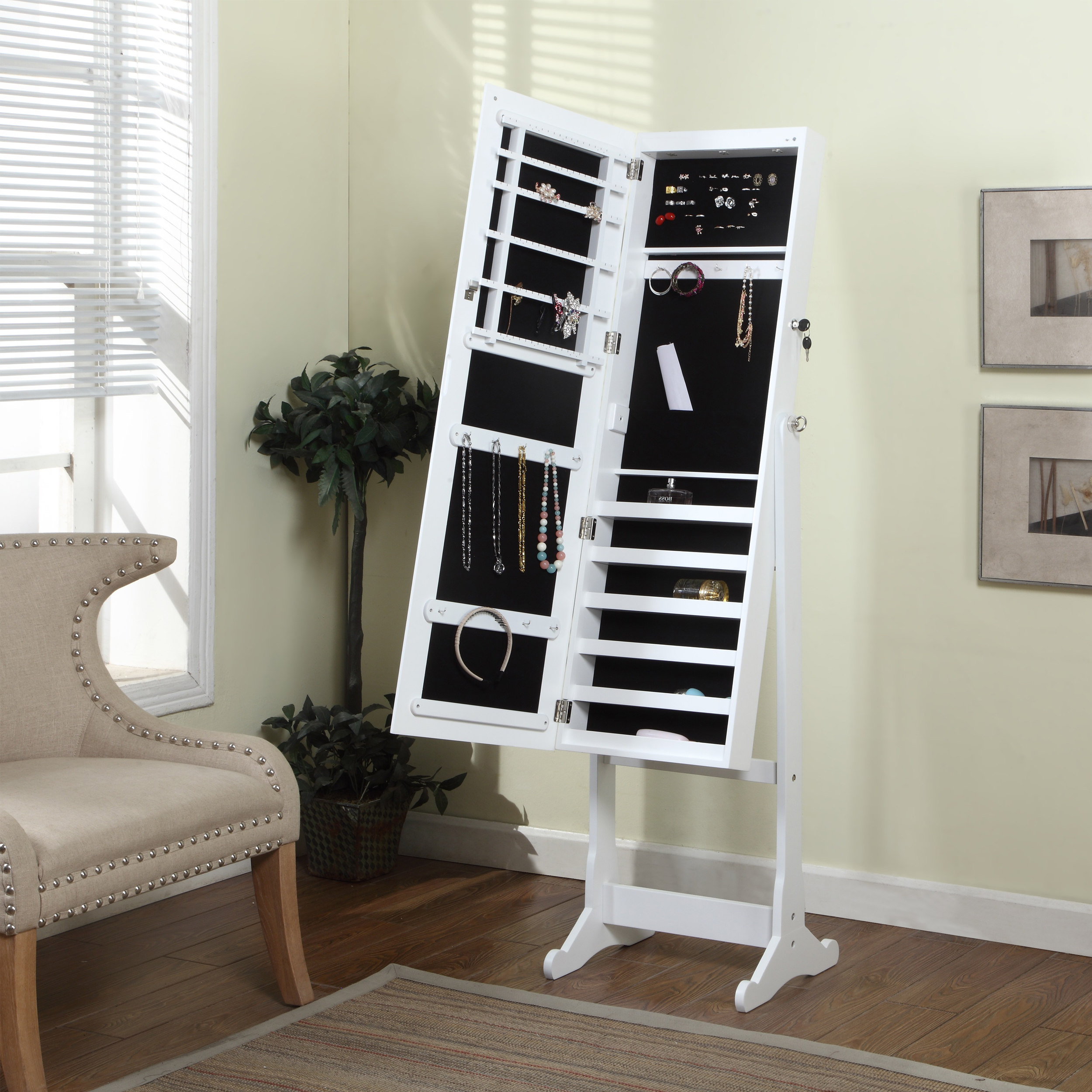 Buy Artiva USA 63inch White FloorStanding Mirror and Jewelry Armoire