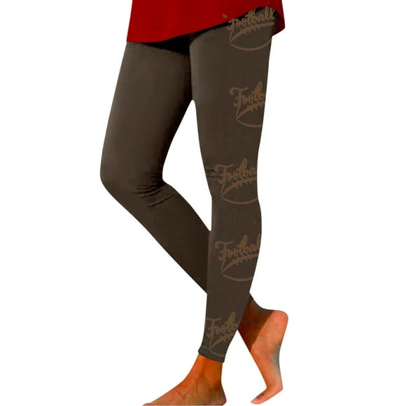 Fvwitlyh Pantoufles Pour Femmes Women'S Rugby Printed Leggings With Lifting Fitness Exercise Leggings Yoga Pants Brown,S