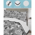 thumbnail image 4 of Grey Tropical Leaves Full Size Down Alternative Comforter, Lightweight Comforter Quilt Bedding Set with Pillow Shams Summer Palm Trees Botanical All Seasons Bed Comforter Duvet Insert 78"x90", 4 of 7
