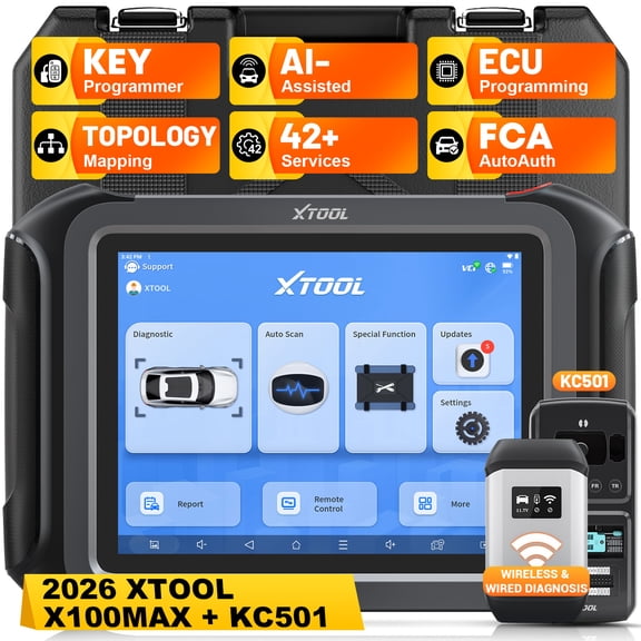 XTOOL X100 Max Automotive Key Fob Programmer Diagnostic Tool, AI-Assisted OBD2 Scanner Bi-Directional Scan Tool with KC501, 42 Services, 2-year Free Update