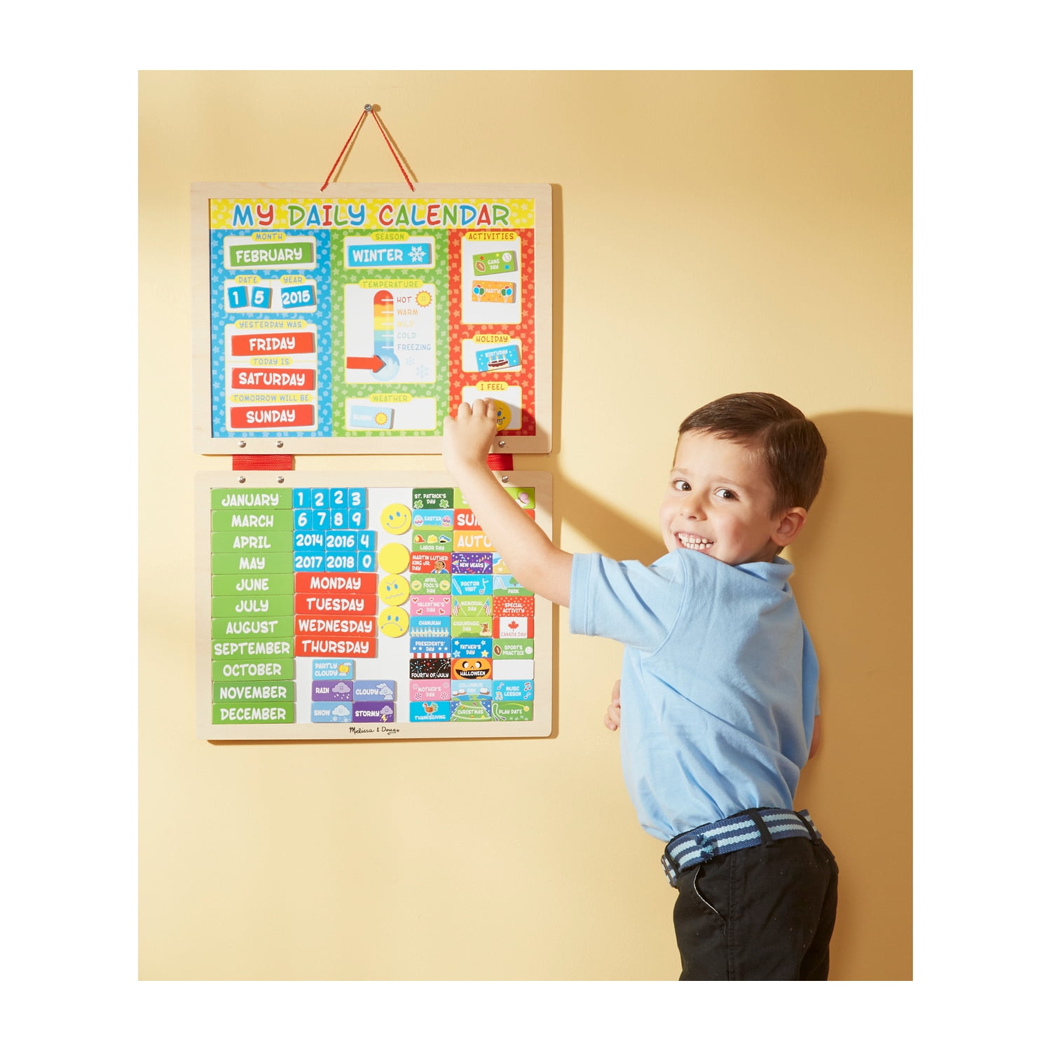 Wooden ABC Activity Stamp Set with My First Daily Magnetic Calendar