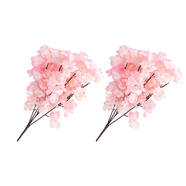 Flores de cerezo artificiales Bearachild 2 piezas ramas de flores de seda falsas Rosa claro