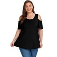 thumbnail image 3 of Cueply Plus Size Tops for Women Summer Short Sleeve Shirts Cold Shoulder Blouse Crewneck Tunic 1X-4X, 3 of 7