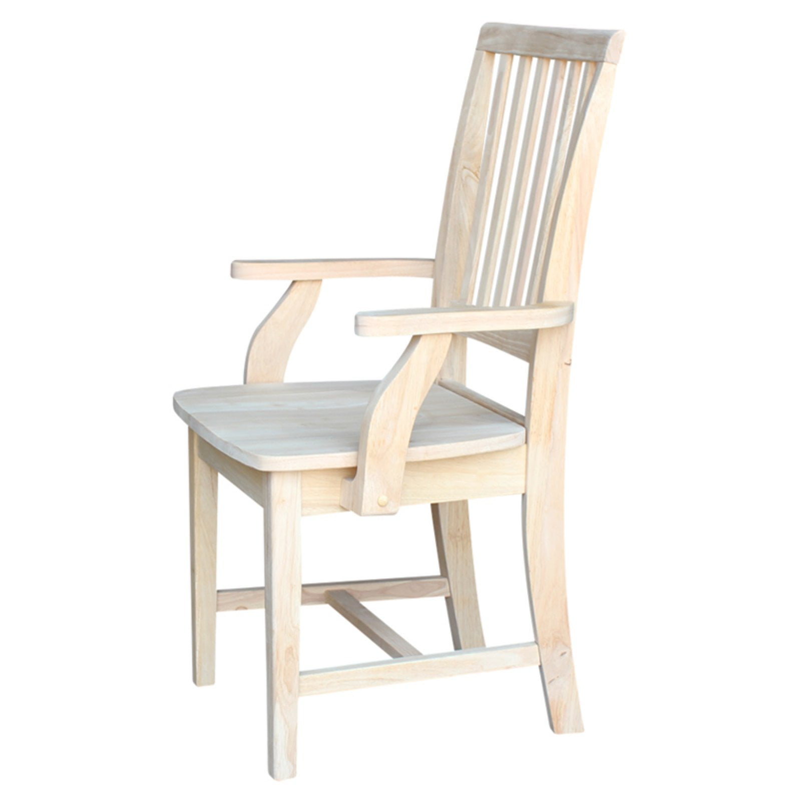 International Concepts Mission Wood Dining Chair with Arms, Unfinished