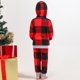 thumbnail image 4 of Conjunto de pijama navideño a cuadros rojos para niños de 2 años con capucha y pantalones holgados con cintura elástica para un sueño placentero, 4 of 8