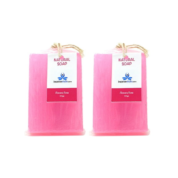 Rose Aloe Vera Soap, 100g Bar,2 Pack, Natural Moisturizing & Cleansing Formula, Gentle on Skin