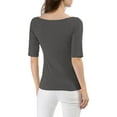 thumbnail image 3 of DARING DIVA Women's Slim Fit Pullover Boat Neck Stretchable T-Shirt XS Dark Gray, 3 of 7