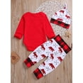 thumbnail image 4 of Hirigin My 1st Christmas Outfit Newborn Baby Boy Girl Xmas Clothes 3 6 9 12 18 Month Long Sleeve Letter Print Romper + Long Pants + Hat Set, 4 of 7