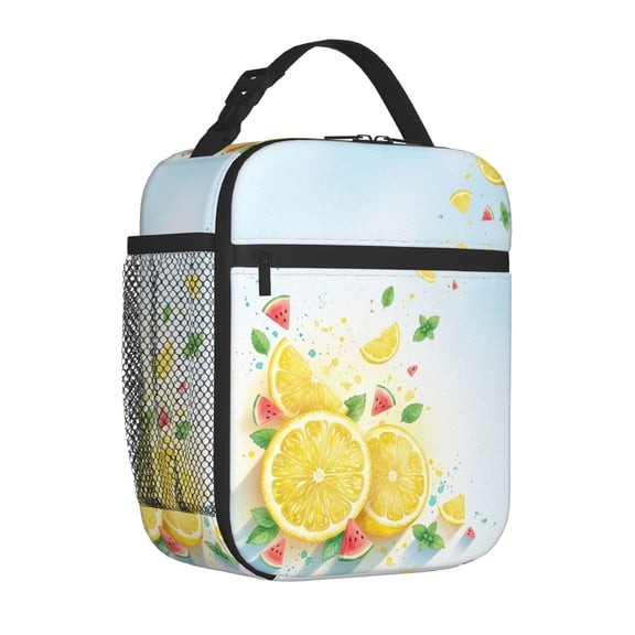 Watermelon Lunch Bag Insulated Reusable Cooler Tote Portable Meal Prep Bag Side Mesh Pocket Work Office Picnic Travel Daily Use Lightweight Zippered Bag