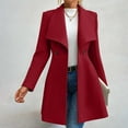 thumbnail image 7 of Womens Elegant Classic Woolen Button Down Coat Long Sleeve Lapel Collar Open Front Dressy Long Jacket, 7 of 7