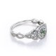 thumbnail image 3 of JeenMata Anillo de Compromiso Art Déco 0,58 ct Ágata Verde Musgo Corte Redondo y Halo Milgrain de Moissanita en Baño de Oro Blanco 18 K sobre Plata, 3 of 6