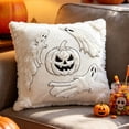 thumbnail image 7 of Halloween Embroidered Pumpkin Ghost Throw Pillow Cover, 18x18 Farmhouse Cushion Case, Soft Polyester, Hidden Zipper, Fall Decor for Sofa Bed by MPOISVA, 7 of 7
