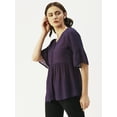 thumbnail image 4 of DressBerry Women’s Solid Rayon Crepe Top V Neck Elbow Sleeves Buttoned Front Waist Length Regular Wear Light Weighted Casual Summer Top, 4 of 7