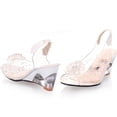 thumbnail image 3 of Studded Flower Design Transparent Sandals Peep Toe Heels Sandals Wedding Party Shoes For Women, 3 of 7
