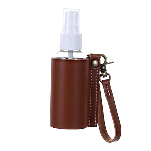 Botella vacía con funda de cuero PU Colcomx portabotellas de contenedores de mosquetón Marron