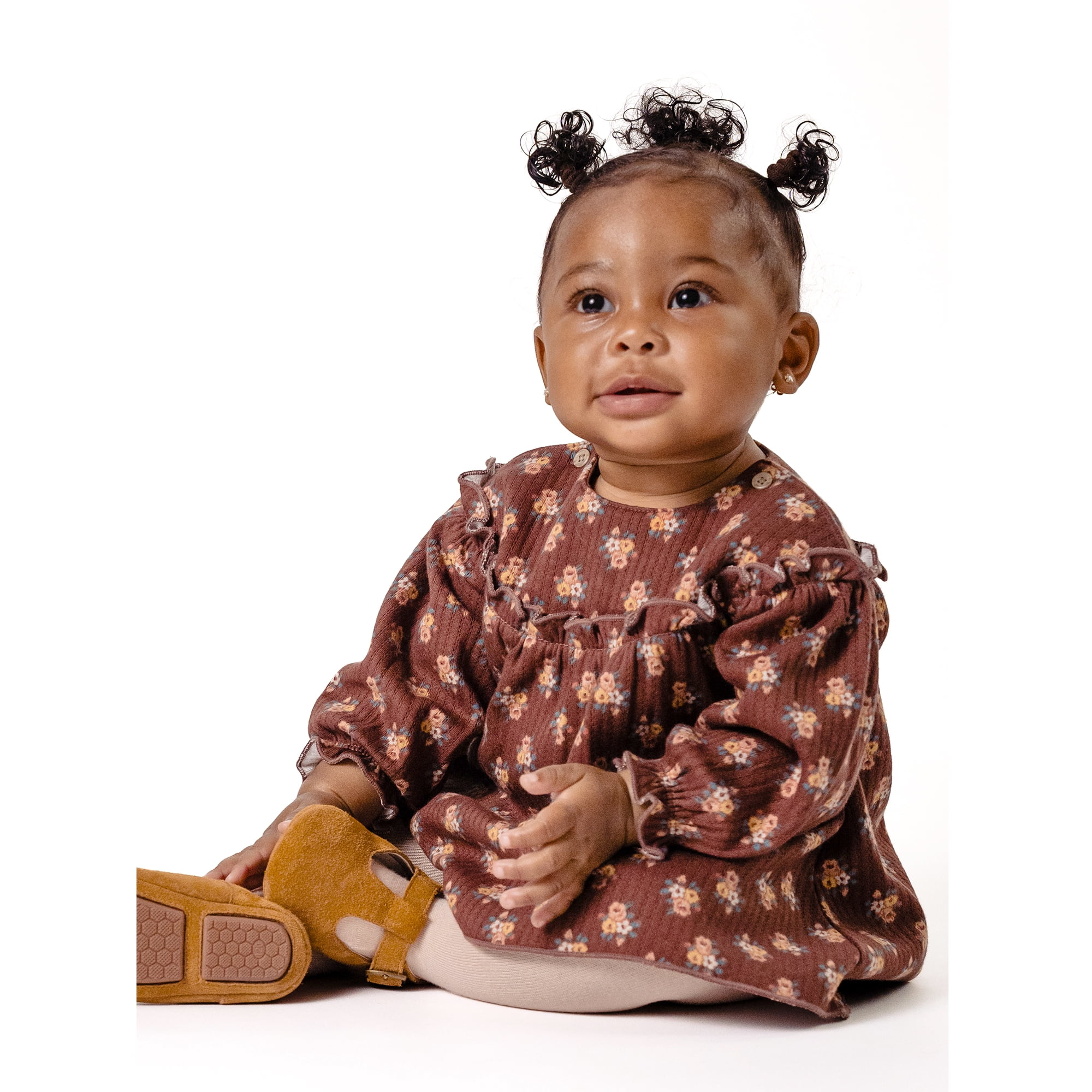 Modern Moments by Gerber Baby Girl Dress with Ruffle Bib and Tights, 2-Piece, Sizes 0/3 Months - 24 Months