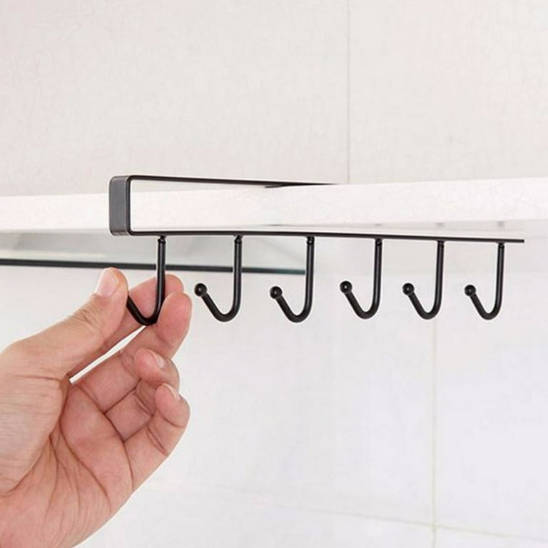 6Hooks Cup Holder Hanging Kitchen Cupboard Storage Rack Cupboard