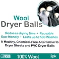 thumbnail image 3 of Evriholder (2 Pack) Wool Eco-Friendly Dryer Balls Laundry Sheets Alternative 100% Natural Undyed Wool Fabric Softener Anti-Static Dryer Balls, 3 of 5