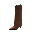 thumbnail image 2 of Bnwani Knee High Boots Women Winter Fashion Pointed Toe High-Heel High Knee-High Casual Solid Boot Brown Size 6, 2 of 8