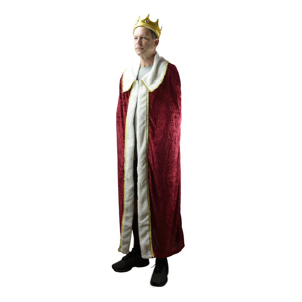 Burgundy Velvet Fancy Kings Cloak Royal Cape Medieval Robe Costume Prop