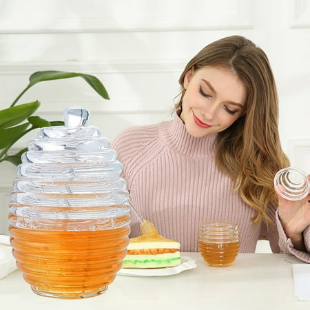 

sugeryy Crystal Glass Honey Jars Heat-Resistant Borosilicate Glass Honey Container with Lid