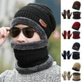 thumbnail image 2 of harmtty 1 Set Fashion Men Winter Hat Scarf Gloves Set Thick Knitted Soft Warm Elastic Colorful Ear Protection Five Fingers Windproof Winter Outdoor Cycling Cap Neck Warp Gloves Set Brown, 2 of 8
