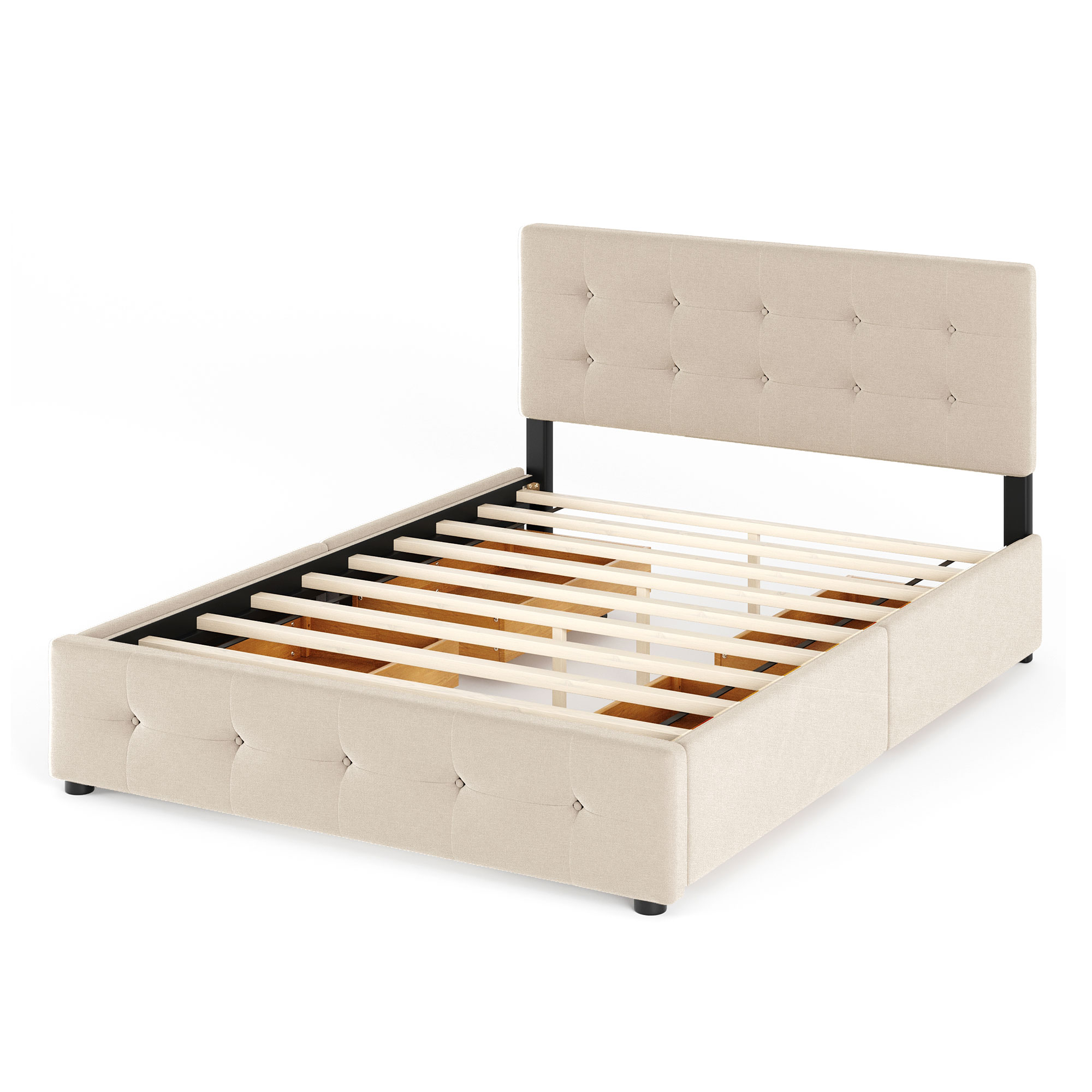Queen Platform Bed Frame with Storage, New Upgraded Upholstered ...