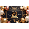 thumbnail image 4 of Yatrandify Golden Frame Happy Birthday Banner Decorative Design Cheers to 50 Years for Celebration Event Party Anniversary, 4 of 6