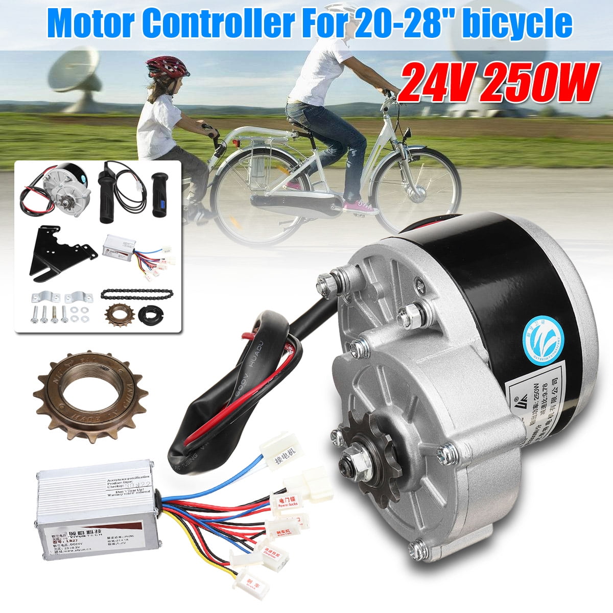 250W 24V Electric Bike Conversion Kit Refit Motor 22-28/'/' RearController DIY Hub
