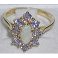 thumbnail image 4 of LBG British Made 10k Yellow Gold Natural Opal & Tanzanite Womens Statement Ring - 33 size options - Size 9, 4 of 5