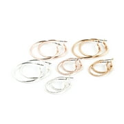 Claire's Mixed Metal Hoop Earrings Set, Snap-Back Closure, 6 Pack, 97901