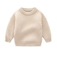 thumbnail image 2 of Esaierr Kids Baby Knit Sweaters for Boys Girls,Baby Solid Color Woolen Clothes Infant Autumn Winter Sweatshirt Round Neck Warm Sweaters Loose Knitted Top, 2 of 8