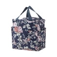 thumbnail image 3 of Insulated Tote Bag, Lunch Tote Bag, Lunch Bag Insulated, Reusable Insulated Lunch Bag, 10X10X6 Inch Dark Blue Vintage Floral Rose Pattern Waterproof Polyester Lunch Tote, Side, 3 of 7