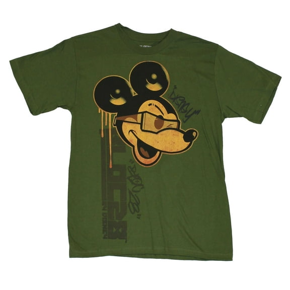 Mickey Mouse Mens T-Shirt - Stylized Bloc 28 Graffiti Dripping Mickey Image (X-Small)