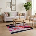 thumbnail image 3 of ODIKA 4'x6' Washable Area Rug Pet Friendly, Non-Shedding Pink Geometric Abstract Mosaic Contemporary Triangular Motif for Bedroom, Reading Nook, 3 of 7