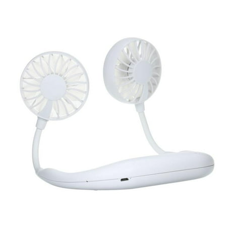 

USB Rechargeable Wearable Portable Hand Free Neckband Fan Personal Mini Neck Double Fans 3 Speed Adjustable For Home Office Traveling