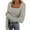 Gray, variant on Womens Long Sleeve Shirts Square Neck Slim Fit Basic Tops Solid Color Ribbed Knit Casual Tee Tunic Top