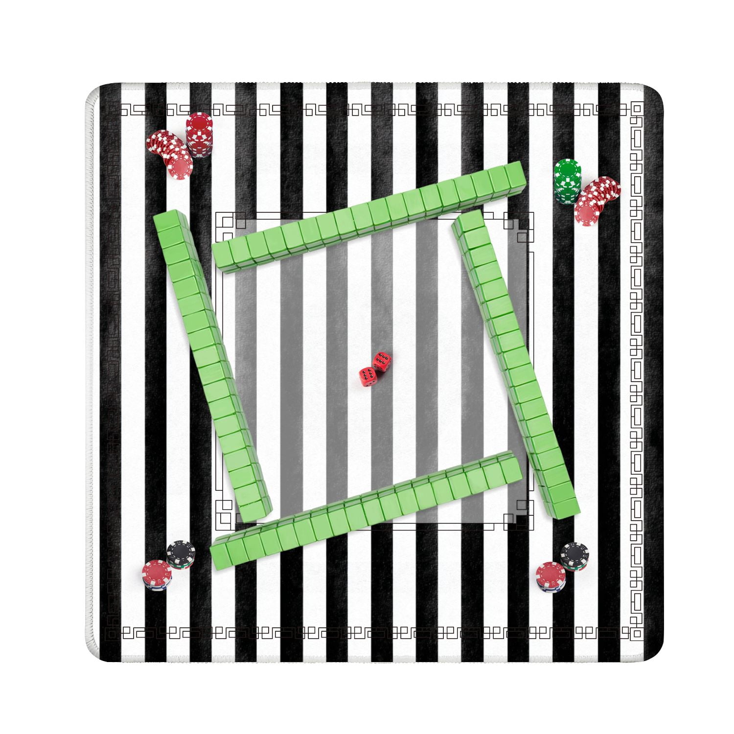 Mahjong Mat 31.5" x 31.5" Seamless black stripes white abstract hand Non-Slip Noise Reduction American Mahjong Tiles Table Cover for Dominoes Poker Card Board Games Gift