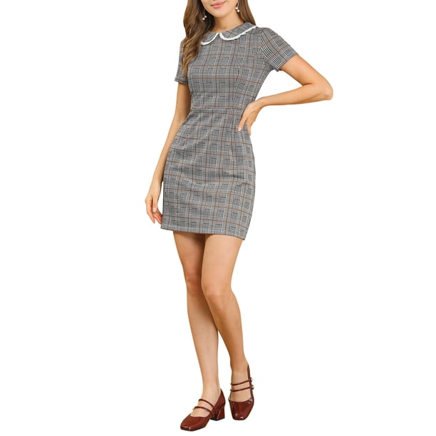 MODA NOVA Junior's Contrast Collar Slim Fit Houndstooth Mini Dress -  Walmart Business Supplies