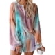 thumbnail image 1 of Conjunto de pijama de 2 piezas con estampado tie dye y volantes cortos para mujer, conjunto de top y pantalones cortos de manga larga, 1 of 5