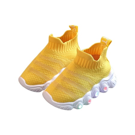 

Eloshman Girls Boys Flats Comfort Casual Shoes Non-Slip Sneakers Sport Breathable Slip On Walking Shoe Lightweight Sock Sneaker Yellow 8C