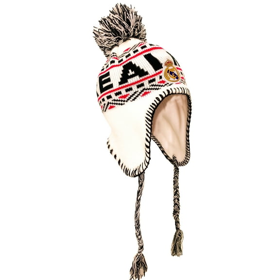 Rhinox White Real Madrid Peruvian Beanie, 100% Acrylic, OSFM