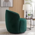 thumbnail image 4 of Swivel Accent Chair, Velvet Fabric Swivel Accent Chair Armchair, Lounge Chair Barrel Chair with Black Metal Base, Single Sofa Chair with 360° Swivel, Reading Chair for Living Room, Bedroom, Green, 4 of 7