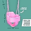 Squirrel Products High Back Full Bucket Toddler Swing Seat 3.0 with Finger Grip, Plastic Coated Chains and Carabiners for Easy Install - Pink
