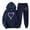 Navy, variant on Womens 2 Piece Outfits Gym Sets Women's Valentine's Day Print Fall/Winter Hoodie Sweatpants Long Sleeve Hoodie Set Suits Wine XL
